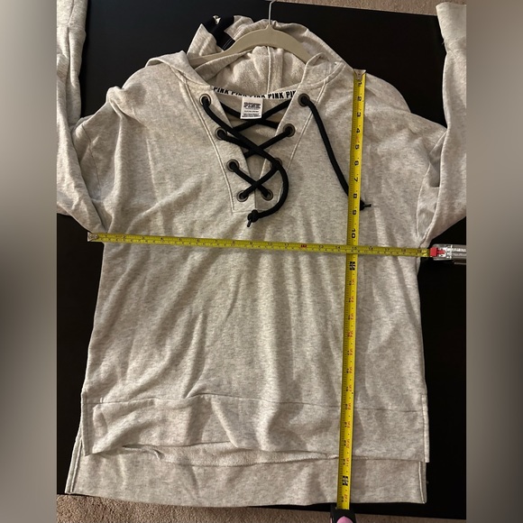 Gray Laced up hoodie by PINK /Color: Gray/Size M - Picture 7 of 8